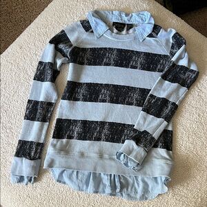 Derek Heart Blue and Gray Striped Sweater